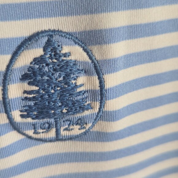 Peter Millar Summer Comfort Polo Shirt Mens Size Medium Blue/White Striped wLogo - Picture 3 of 4